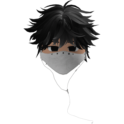 Cute Emo Boy Headphones Mask white Y2K ( gray )