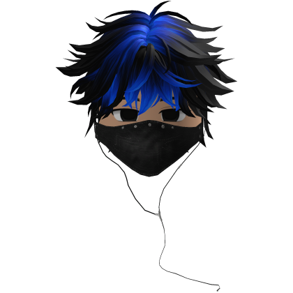 Cute Emo Boy Headphones Mask black Y2K ( blue )