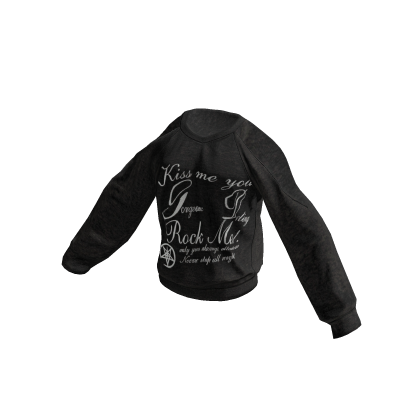 💜 Lettering Vintage Rock Graphic Sweater_Black