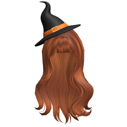 Ginger Wavy Hair with Halloween Witch Hat
