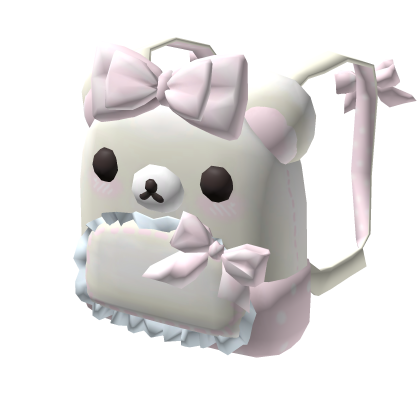 Kawaii White Pink Bow Bear Backpack 3.0