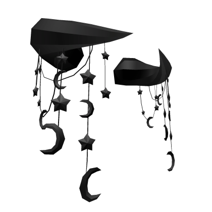 Black Facial Curved Horns with Celestial Dangles Roblox item