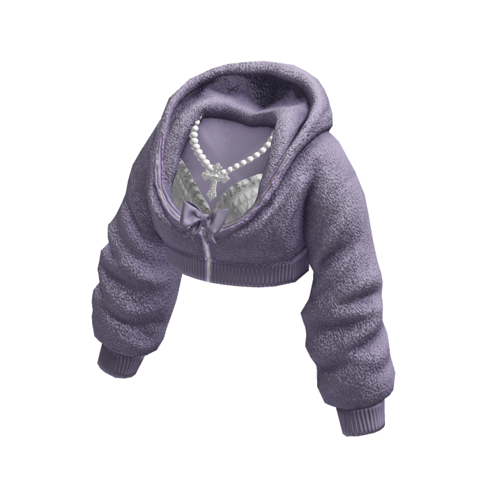 Purple Fluffy Cropped Hoodie