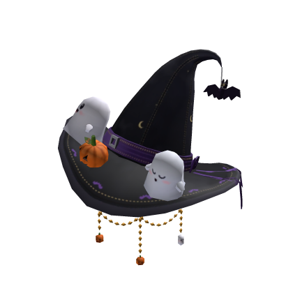 Pumpkin Ghost Witch Hat Black Cute Bat Halloween (