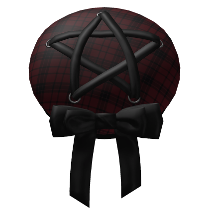 emo gothic pentagram beret in red plaid