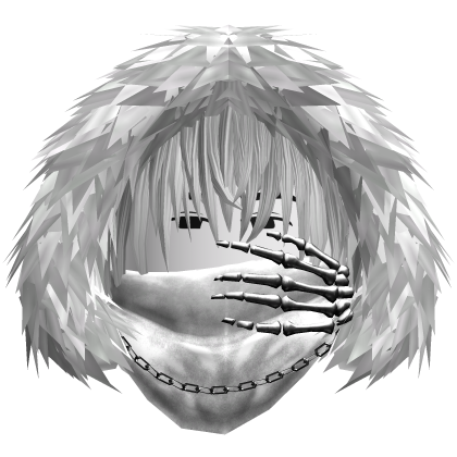 White Skeleton Hand Fur Hood Mask Vkei Hair 