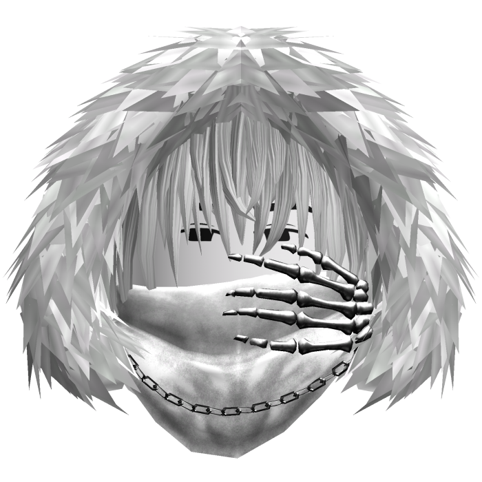 White Skeleton Hand Fur Hood Mask Vkei Hair 