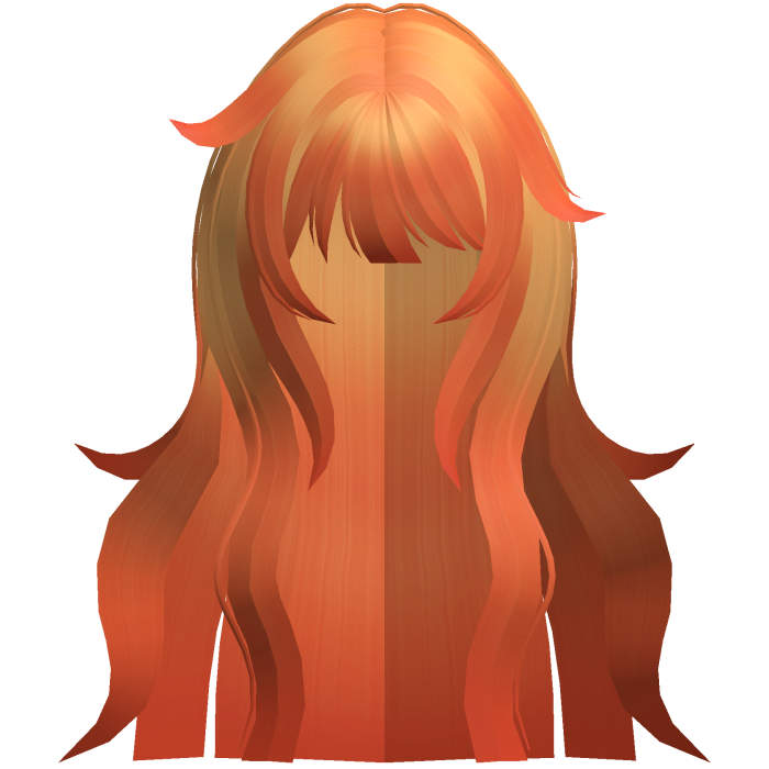 long fluffy messy anime flowy hair orange