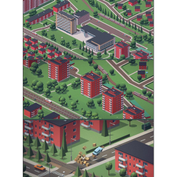 low poly city
