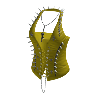 Spiked Lace Up Halter Corset (Yellow)