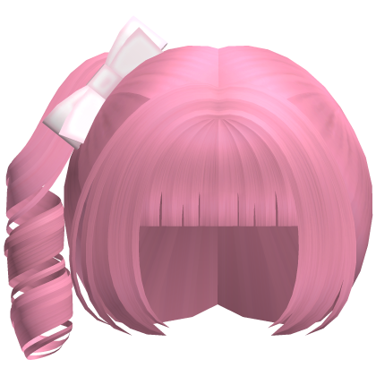 pink kawaii curly side ponytail cutie