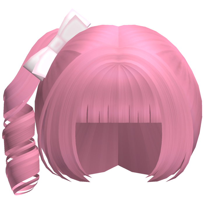 pink kawaii curly side ponytail cutie