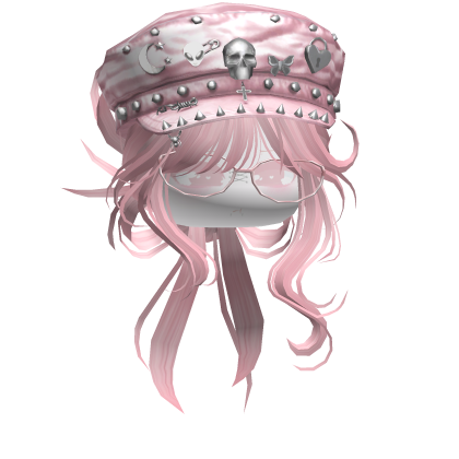 Emo Vamp Bun w/ Skull Beret (Pink) Roblox item