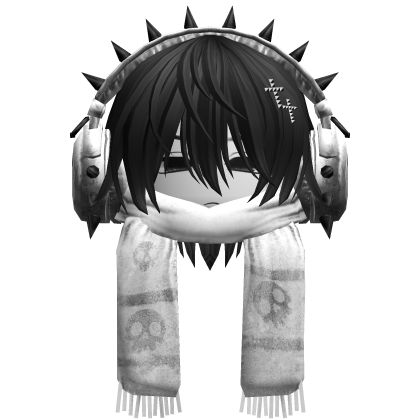 Boy Hair&Emo Headphones&Scarf Black