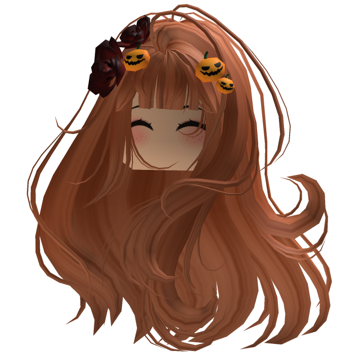 Ginger Wavy Gothic Rose & Pumpkin Hair w/ Face