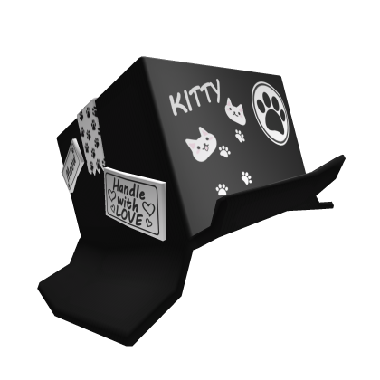 ♡ Cute silly cat box on top of head black ♡
