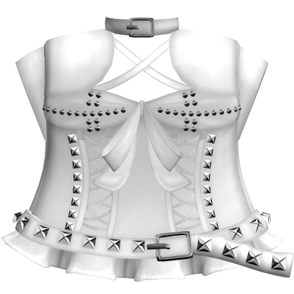 white cutesy gothic dress with studded belt ★
