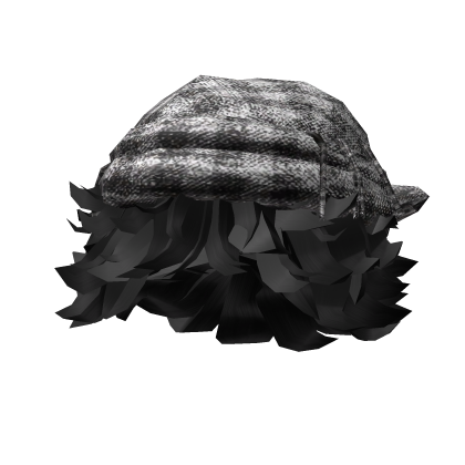 Black Curly Hair with White Plaid Keffiyeh Roblox item