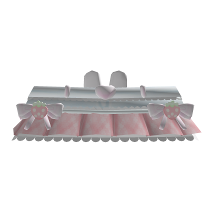 kawaii strawbunny ruffled jean skirt w/ bows Roblox item