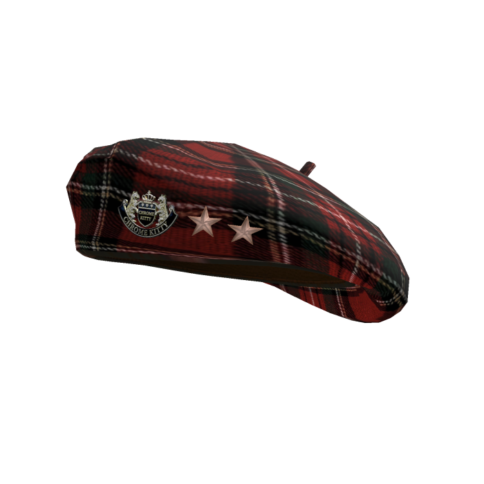 Red Scottish Tartan Beret w/ Star Pins