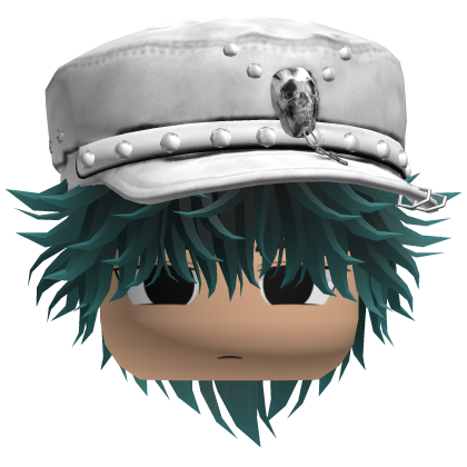 Fluffy Emo White Beret Y2K Boy Hair (Black/Cyan)