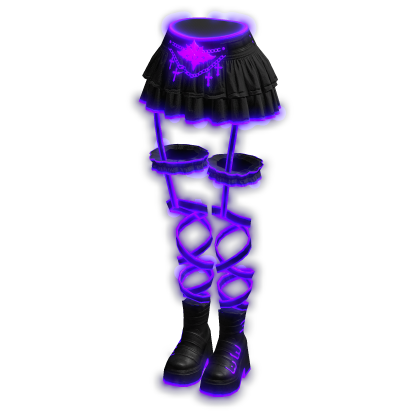Glowing Emissive Ruffle Leg Wrap Skirt Goth Purple