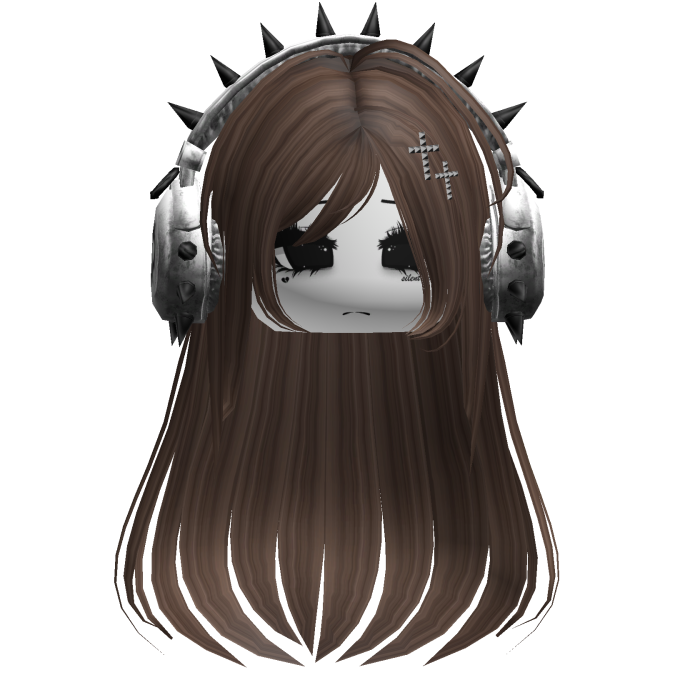 Punk Straight Hair W/ Headphones Brown