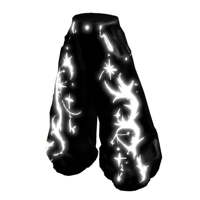 Glow Black White Emissive Goth Baggy Pants