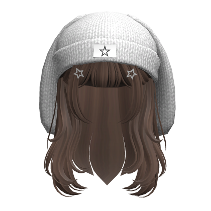 Grunge hair w/ bunny beanie in Brown