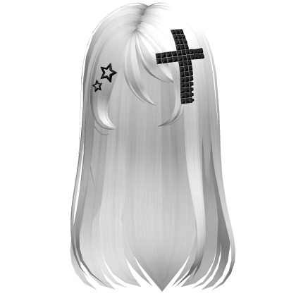 Emo Scene Long Hair w Cross White