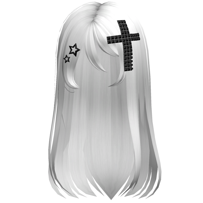 Emo Scene Long Hair w Cross White