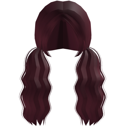 ۶ৎ | fluffy wavy big maroon low pigtails