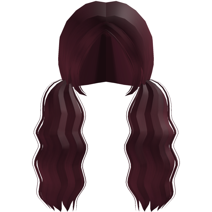 ۶ৎ | fluffy wavy big maroon low pigtails