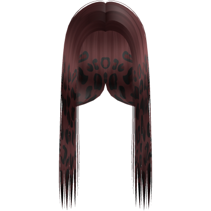 Ash Red Leopard Print Front-Swept Mid Part Hair