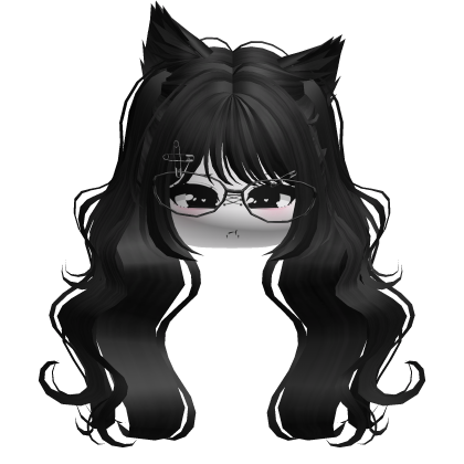 Wavy Moe Pigtails w/ Cat Ears (Black)