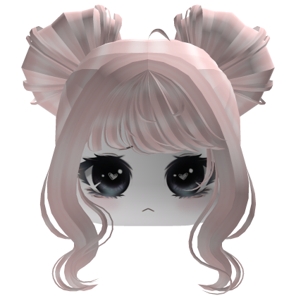 Pastel Pink Twin Buns Hair with Face Girl Roblox item