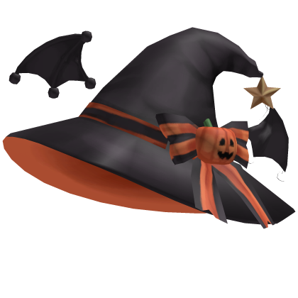 Halloween black and orange pumpkin witch hat