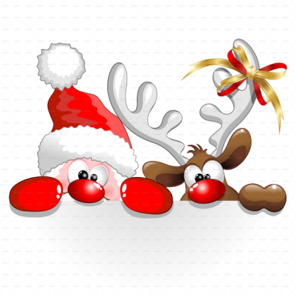 Funny Christmas Santa and Reindeer Cartoon Roblox decal
