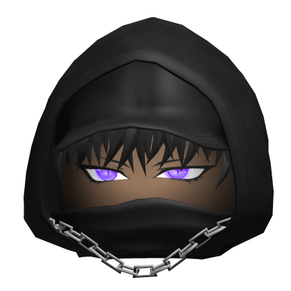 Black Anime Hoodie Purple Glowing Eyes