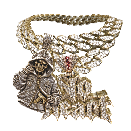 4.0 boy No heart grim with a gold gel blaster iced