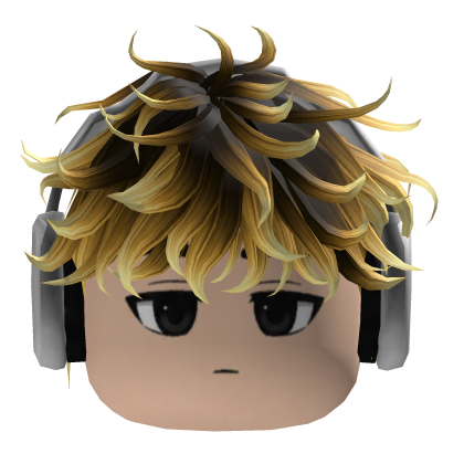 Y2K Golden Hair with Headphones Emo Roblox item