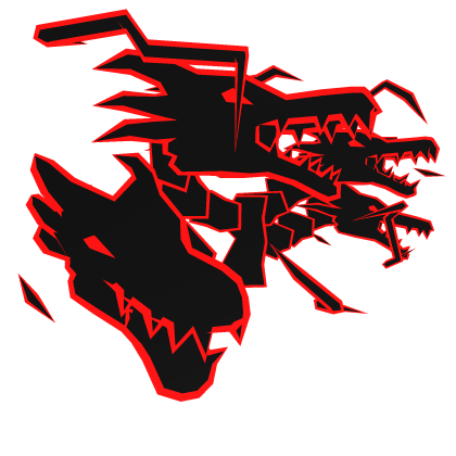 Cartoony Red Lightning Dragon Heads