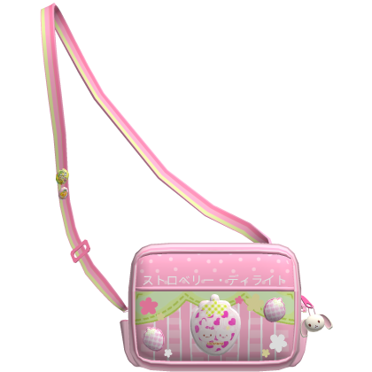 ꒰🍓꒱ cute pink side strawberry bag Roblox item