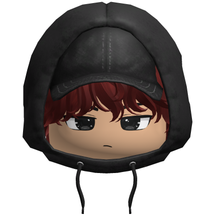Messy Fluffy Hair w/ Black Hood + Cap & Boy Face Roblox item