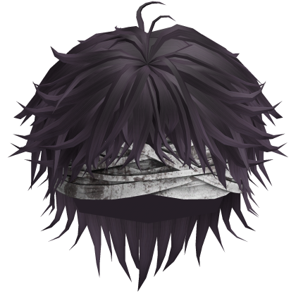 Purple Messy Anime Boy Hair w/ Bandages Roblox item