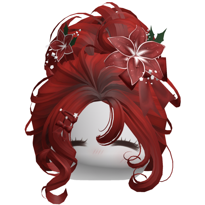 ♡ Christmas Flowery Bun Updo (Red)