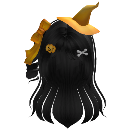 •FREE | cute black hair w hat & halloween clips
