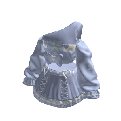 Blue Kawaii Bowdream Dollcore Shirt&Skirt