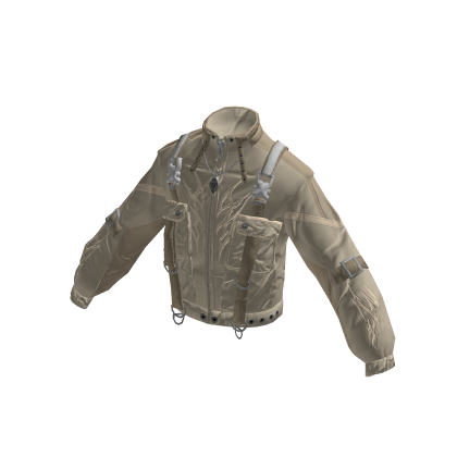 Tribal Buckle Strap Zip Jacket (Beige)