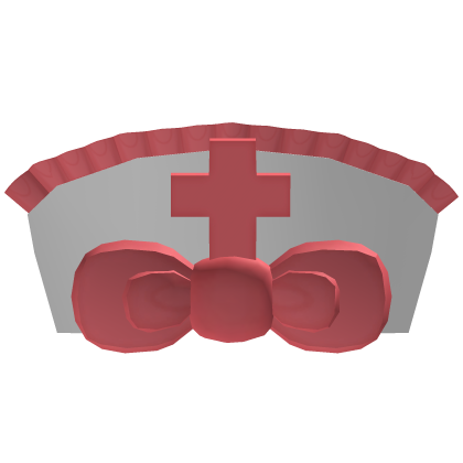 . ‿♡ cute red & white ruffle nurse hat w bows ♡ Roblox item